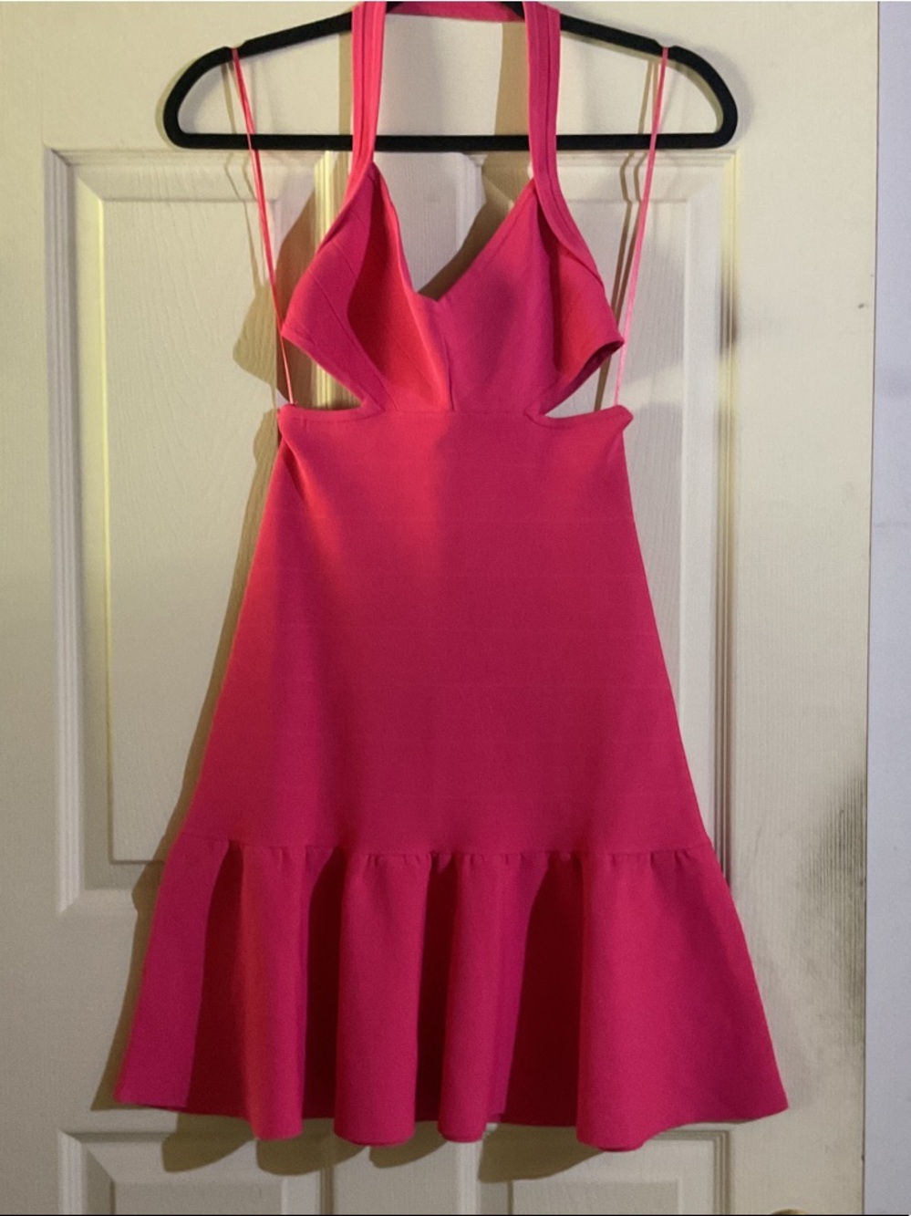 Guess Hot Pink Mini Dress with Ruffle Hem